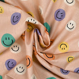 Coton imprimé smiley fond rose chair