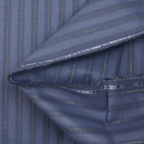 Coton lin rayé Lurex doré fond bleu barbeau