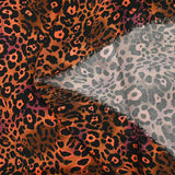 Viscose imprimée léopard orange fluo fond marron