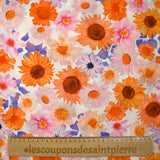 Viscose imprimée invasion florale fond blanc