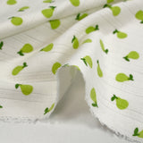 Jersey pointelle coton imprimé poire fond blanc cassé