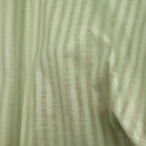Coton lin rayé Lurex doré fond vert pastel