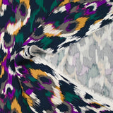Satin de viscose imprimé Vénus violet fond marine