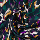 Satin de viscose imprimé Vénus violet fond marine