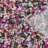 Viscose imprimée les fleurs d'Ornella violet, fuchsia et marron