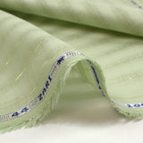 Coton lin rayé Lurex doré fond vert pastel