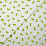 Jersey pointelle coton imprimé poire fond blanc cassé