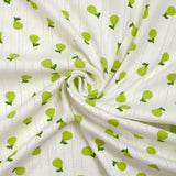 Jersey pointelle coton imprimé poire fond blanc cassé