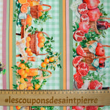 Coton imprimé frise vitaminée orange et vert