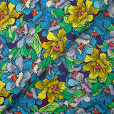 Algodón estampado constelaciones florales azules