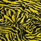 Plissé polyester imprimé écorce et losange doré fond jaune