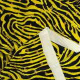 Plissé polyester imprimé écorce et losange doré fond jaune