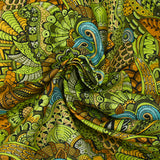 Green cashmere labyrinth print cotton