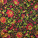 Algodón estampado jardín bohemio rojo fresa