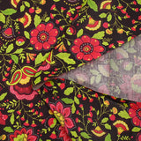 Algodón estampado jardín bohemio rojo fresa