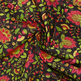 Algodón estampado jardín bohemio rojo fresa