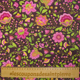 Coton imprimé jardin bohème rose bubblegum