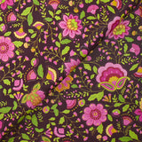Coton imprimé jardin bohème rose bubblegum