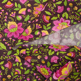 Coton imprimé jardin bohème rose bubblegum