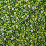 Cotton printed meadow in flowers anise dark green background
