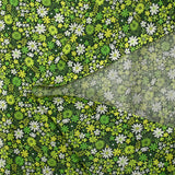 Cotton printed meadow in flowers anise dark green background
