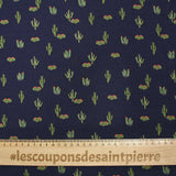 Jersey de viscose imprimé cactus fond marine