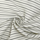 Polyviscose élasthanne rayée noir et gris fond blanc cassé