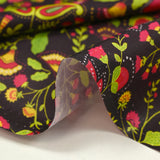 Algodón estampado jardín bohemio rojo fresa