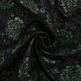 Brocart pivoines vertes et roses fond noir