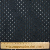 Viscose imprimée rayures en carré et pois fond bleu nuit
