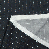 Viscose imprimée rayures en carré et pois fond bleu nuit