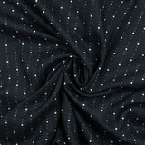Viscose imprimée rayures en carré et pois fond bleu nuit