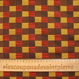 Jacquard polyester damier doré et marron
