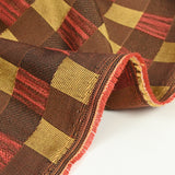 Jacquard polyester damier doré et marron