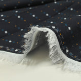 Viscose imprimée rayures en carré et pois fond bleu nuit