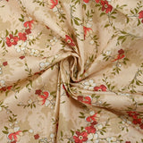 Popeline de coton imprimée fleurs et ses ombres fond écru
