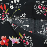 Popeline de coton imprimée archipel floral fond noir