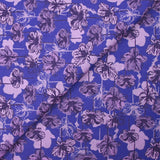 Cotton poplin printed silhouette in lilac flowers indigo background