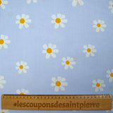 Popeline de coton imprimée marguerite fond ciel