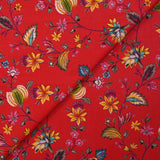 Popeline de coton imprimée jardin du Maharaja fond rouge
