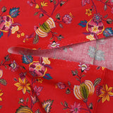 Popeline de coton imprimée jardin du Maharaja fond rouge