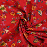 Popeline de coton imprimée jardin du Maharaja fond rouge