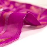 Mousseline de Soie dévorée Tlija or et argent fond fuchsia