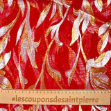 Mousseline de Soie dévorée Tlija or et argent fond rouge
