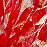 Mousseline de Soie dévorée Tlija or et argent fond rouge