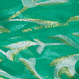 Mousseline de Soie dévorée Tlija or et argent fond vert menthe