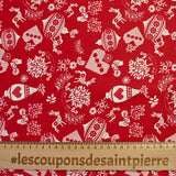 Popeline de coton imprimée pampille de Noël fond rouge