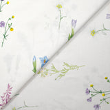 Popeline de coton imprimée collection de fleurs fond blanc