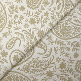 Popeline de coton imprimée cachemire beige fond blanc cassé