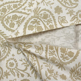 Popeline de coton imprimée cachemire beige fond blanc cassé